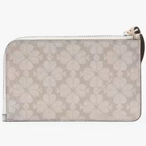 Kate Spade  Lucy Spade Flower Small L-Zip Wristlet Dark Beige Multi KH614 - Picture 3 of 4